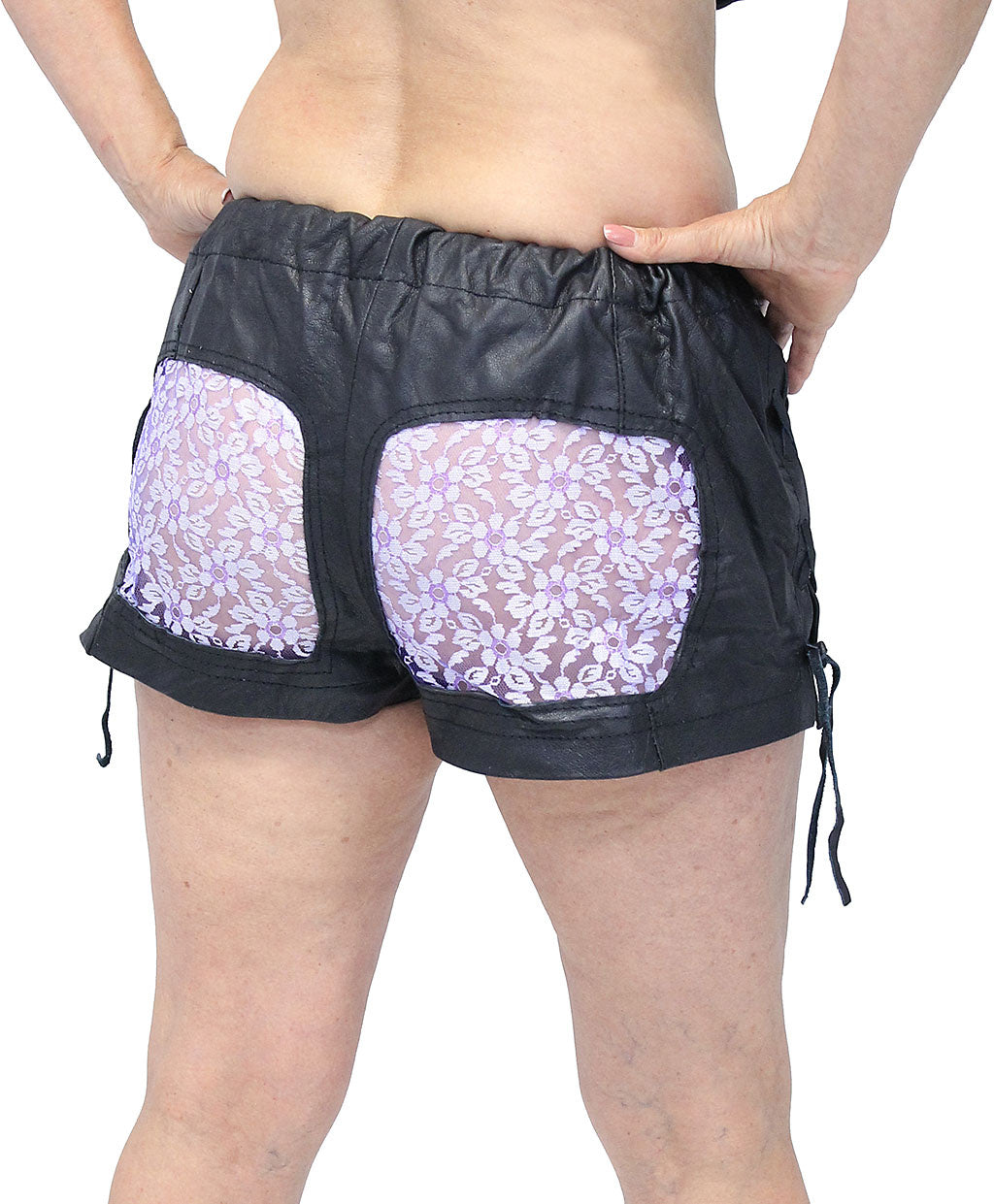 Purple Lace Butt Leather Boxer Shorts #SH0014LSPU (3-11)