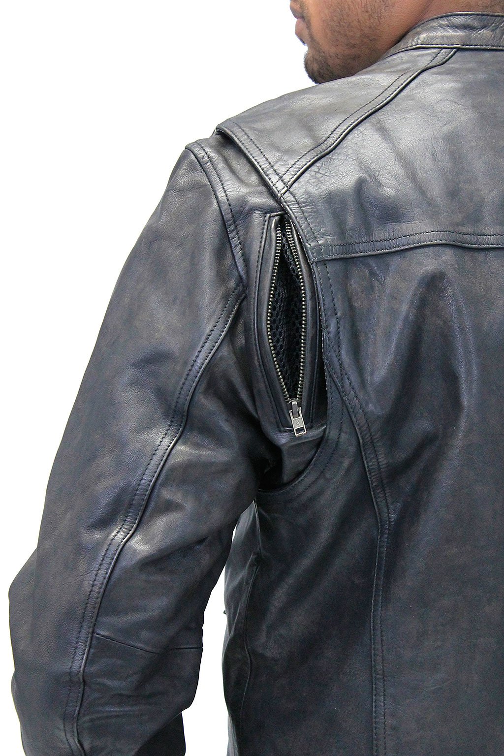 Men's Vintage Black Scooter Jacket w/Concealed Pockets #MA2530ZVV ()