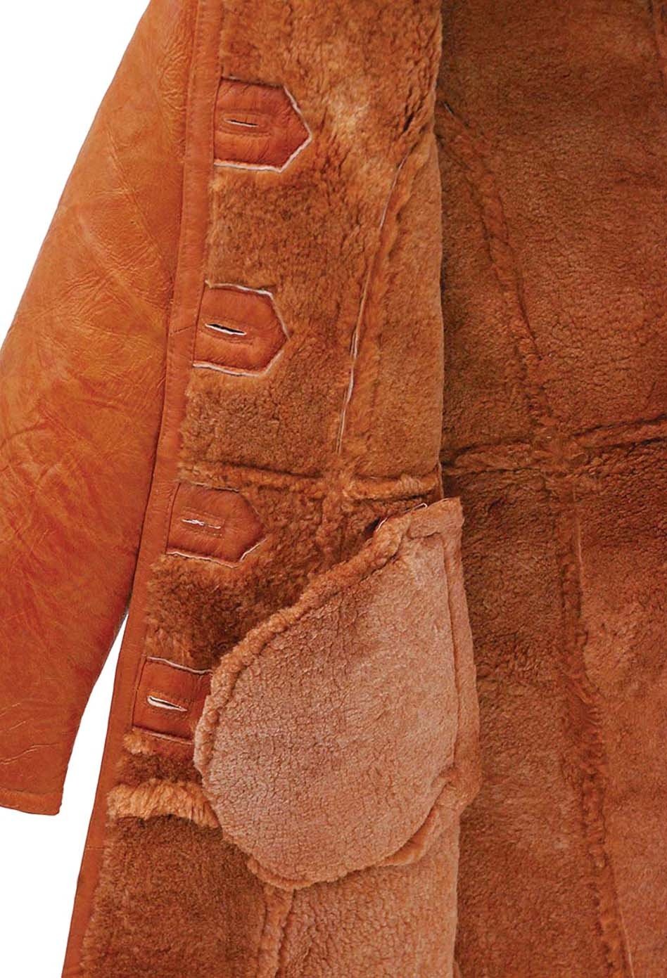 Women's Tan Genuine Sheepskin Fur Lined Trench Coat Jacket #L1319HN (S only)