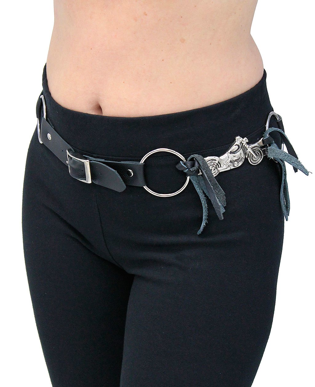 Motorcycle Ring Belt with Adjustable Leather #BT2208RBIK ()