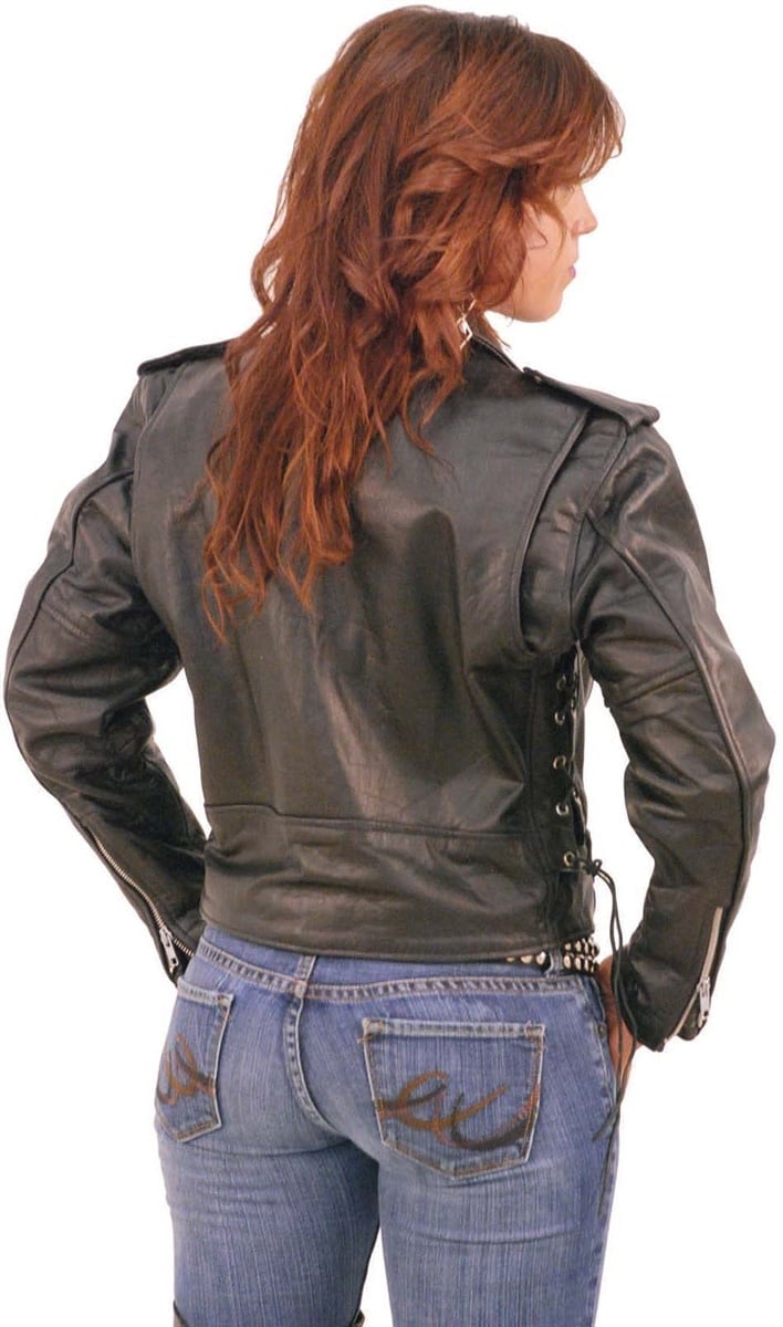Leather Motorcycle Jacket w/Zip Out & Side Lace #L201LK (6-24)