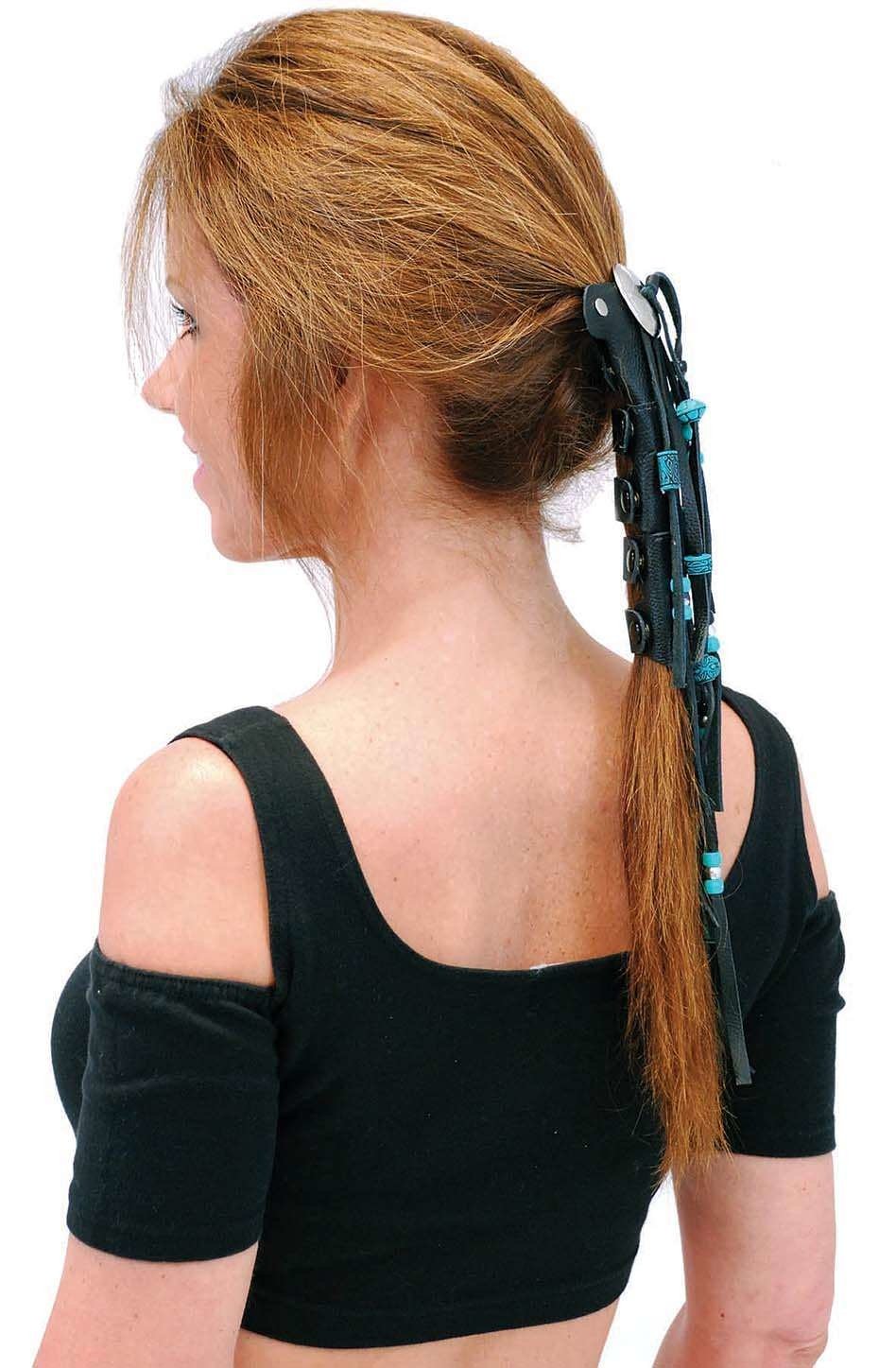 8" Long Turquoise Beaded Hair Tube #AHW654FBT