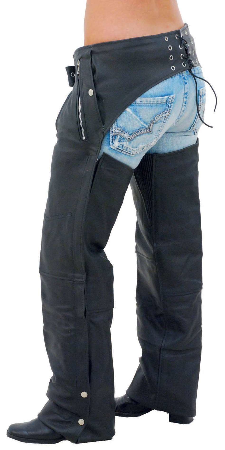 Pocket Motorcycle Chaps w/Snap Out Quilted Lining - Special #C7130ZSP (XS,S,2X-5X)