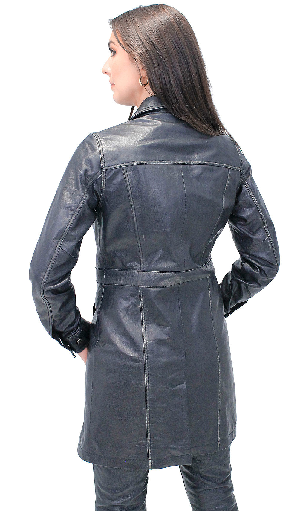 Vintage Black Extra Long Leather Coat #LA20090XLK (S-5X)