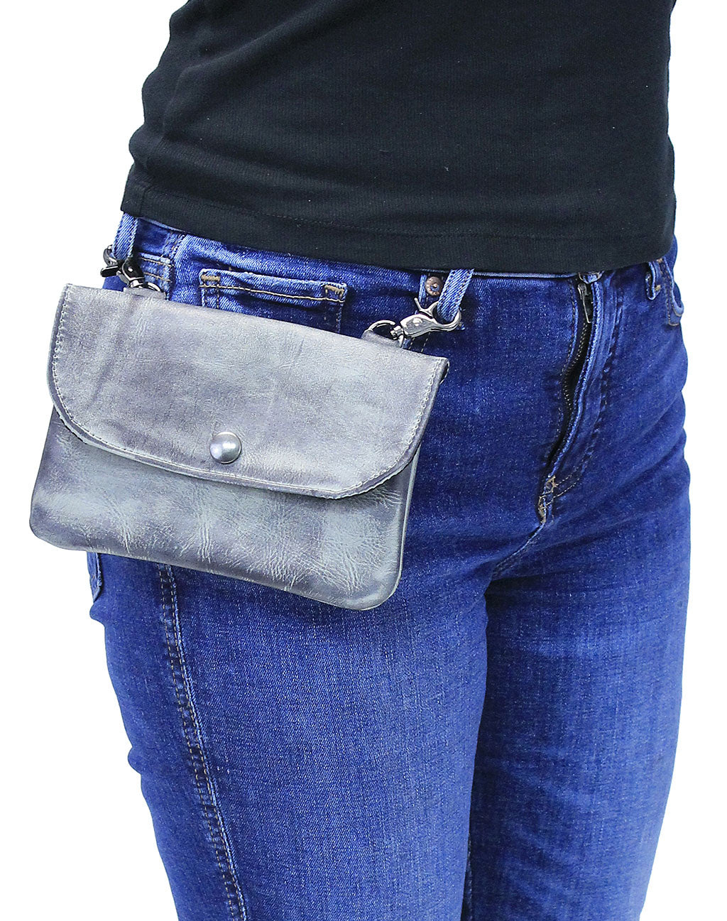 Hand Rubbed Gray Leather Wide Clip-On Case - USA - #PKK2300GY ()