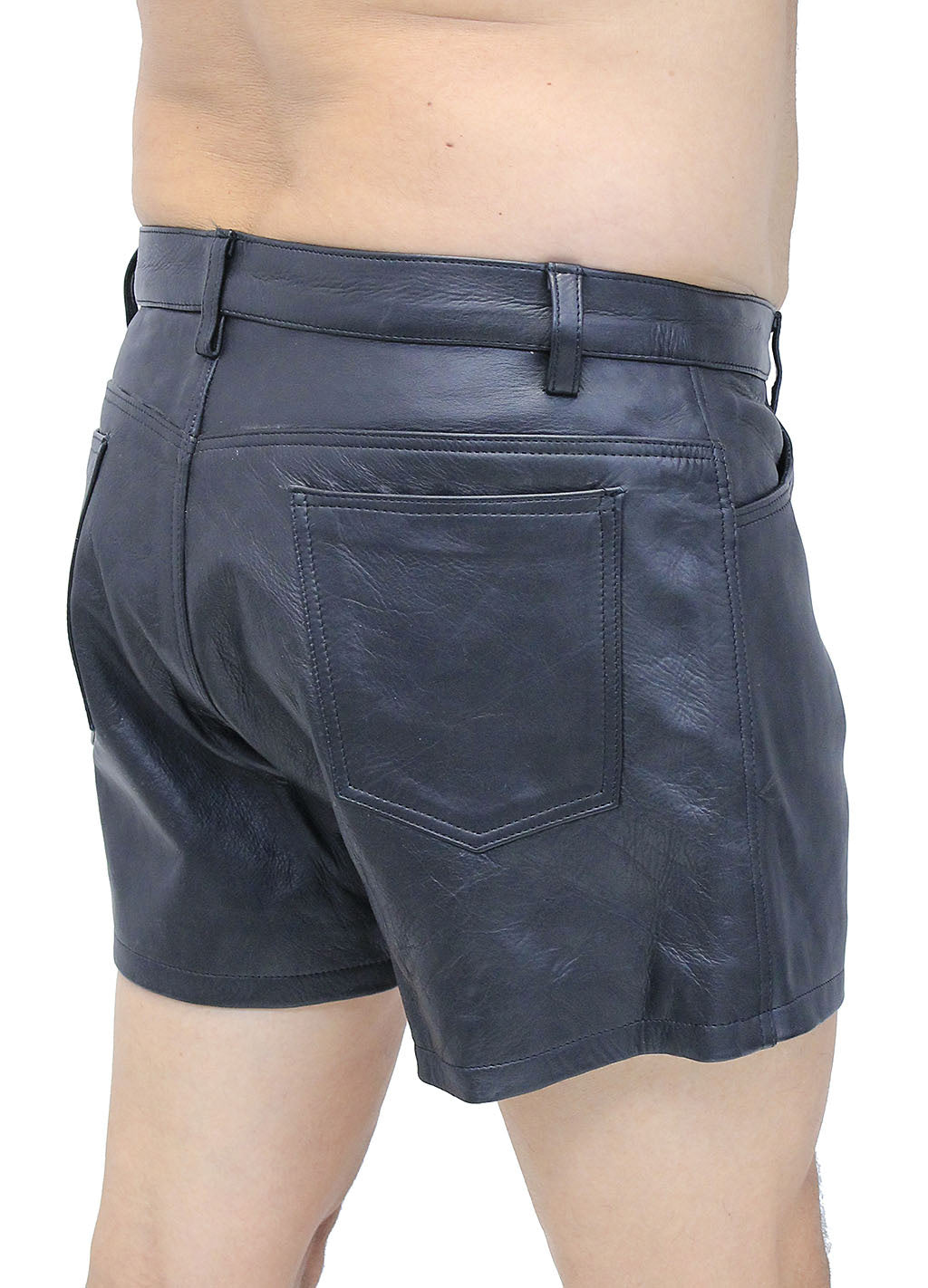 Men's Ultra Premium Leather Button Fly Shorts #SHM1073BTK (30-34)
