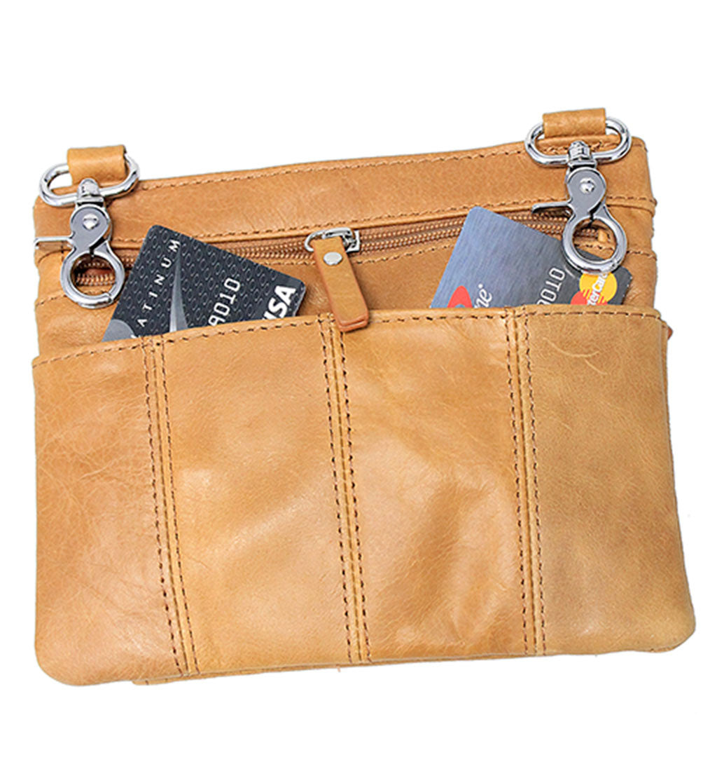 Large Light Brown Double Clip Pouch Hip Clip Bag #PKK30979XN ()