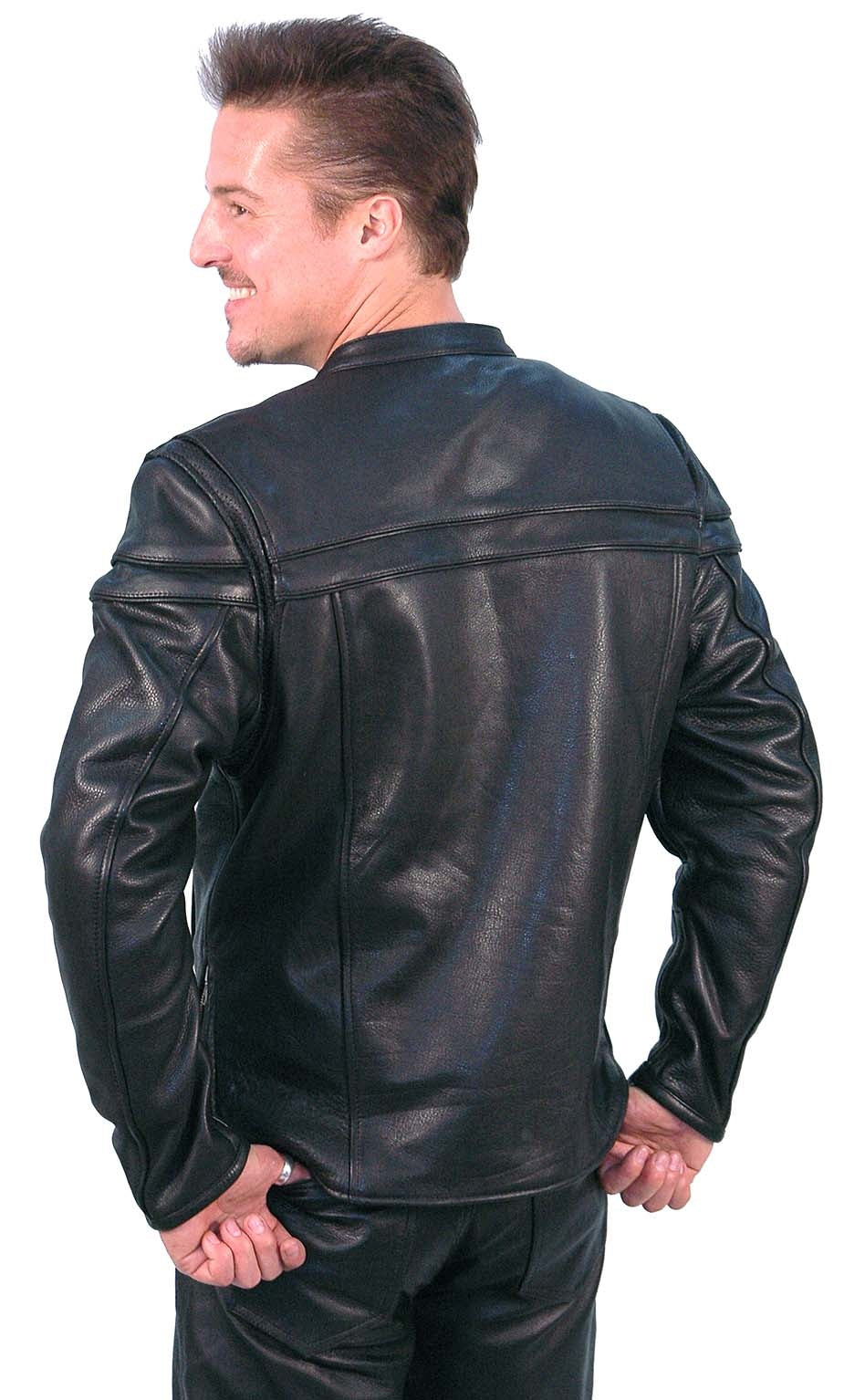 Vented Ultra Premium Leather Motorcycle Jacket - Scooter #M262NZ (S-L)