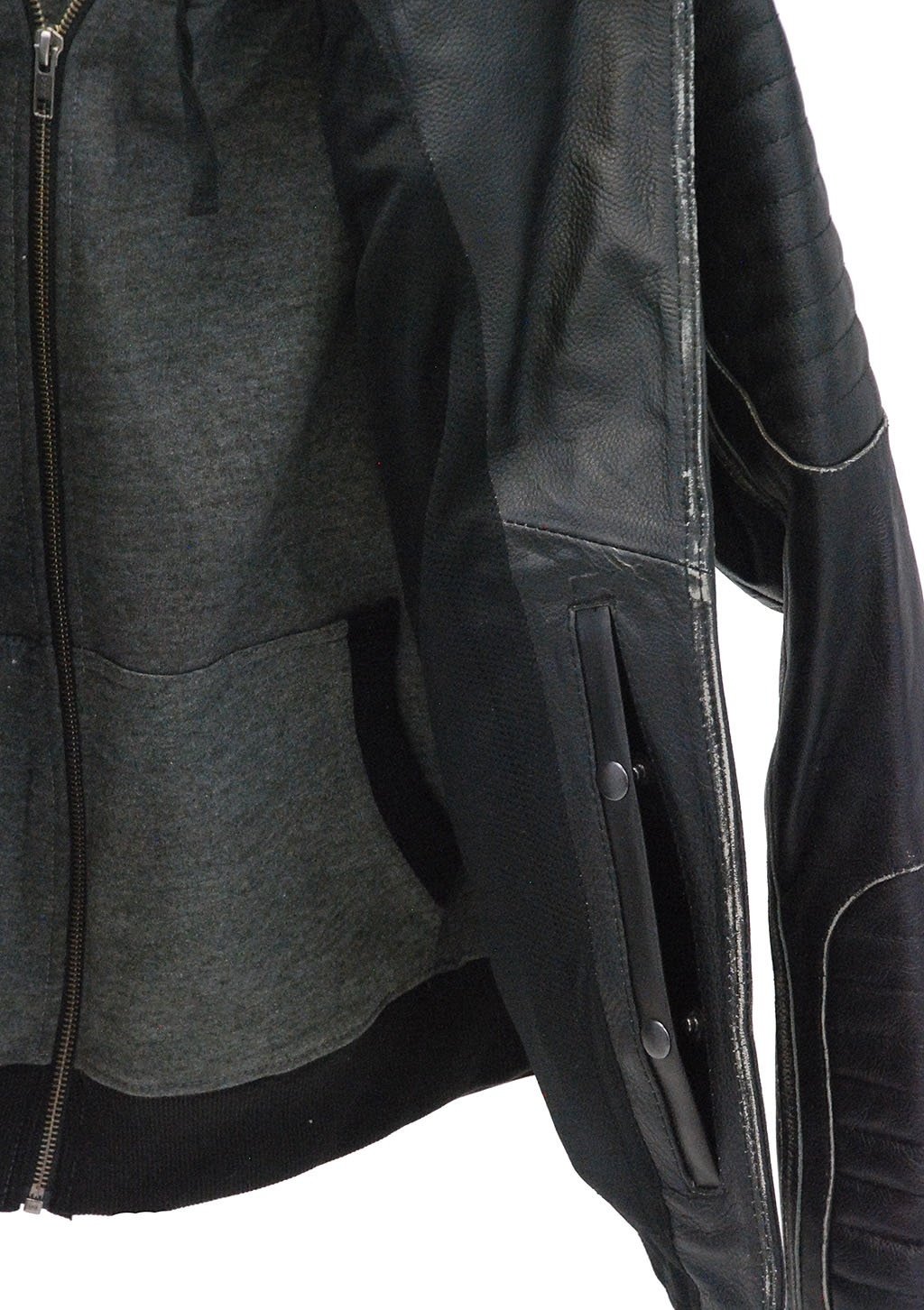 Women's Vented Concealed Pocket Motorcycle Jacket with Hoodie #LA2516VHK ()