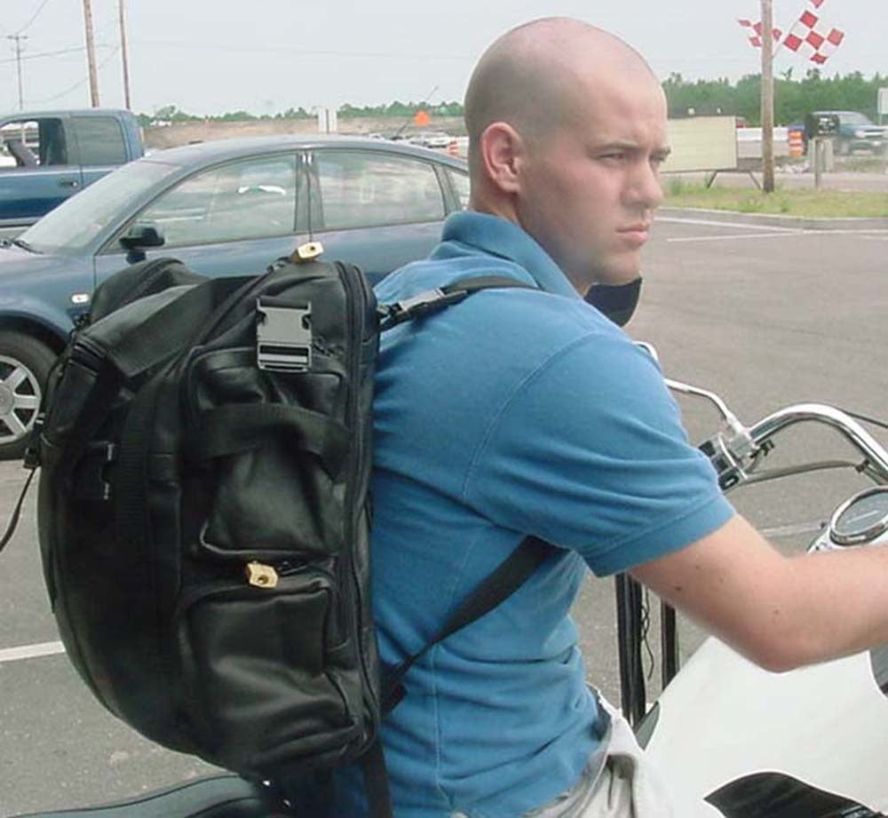 Extra Large Leather Motorcycle Sissy Bar Bag Backpack Travel Pack #SBX306K