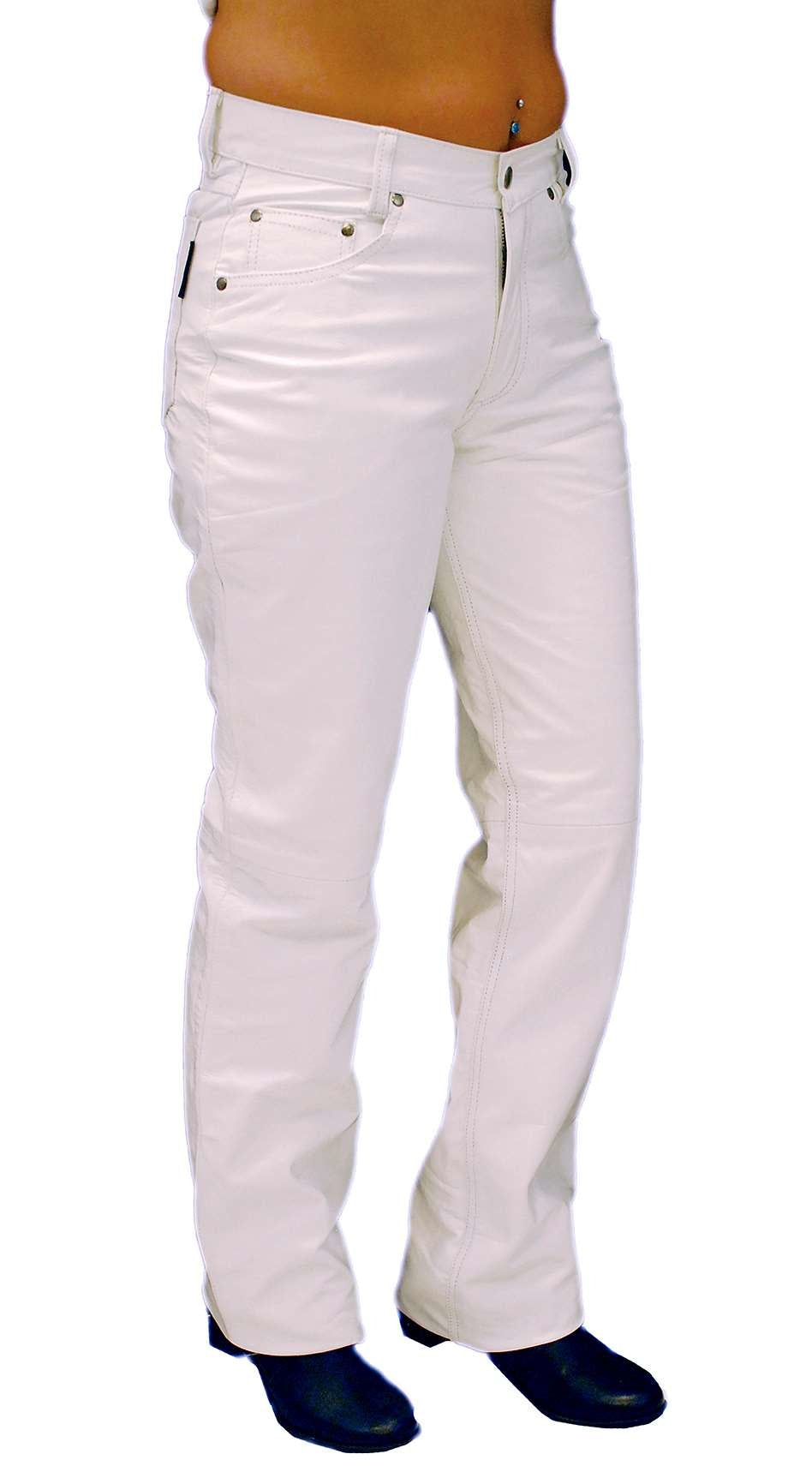 White Leather Pants for Women #LP710W (4-8)