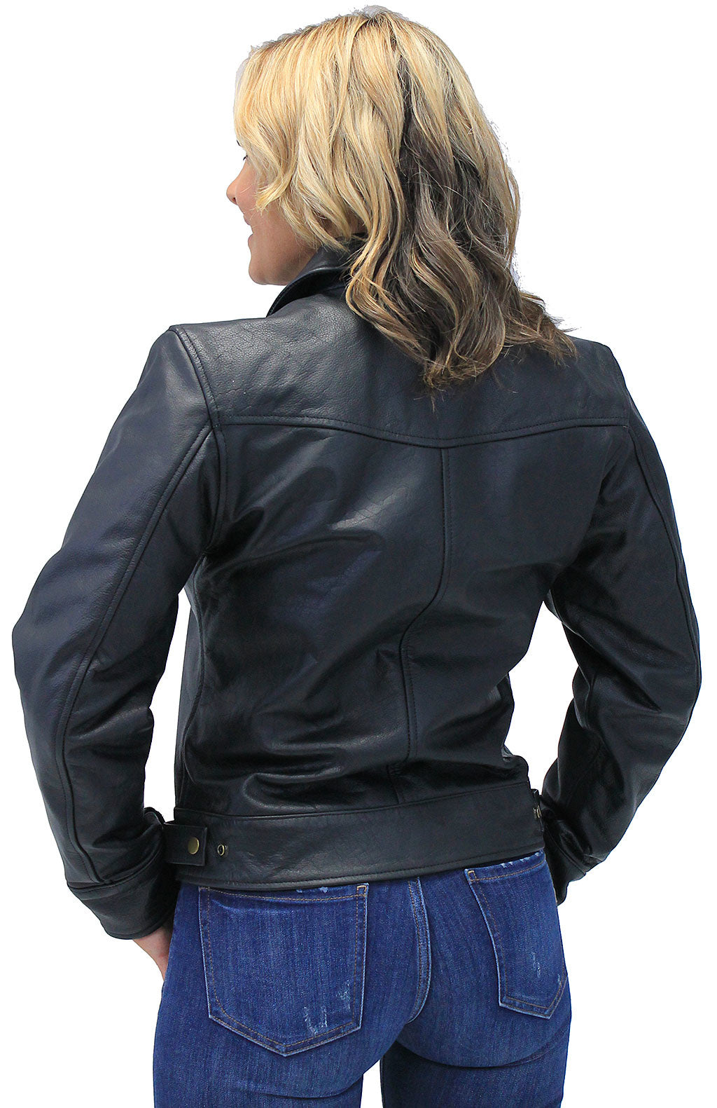Tough Lady Heavy Cowhide Leather Jacket #L1401192ZK (S-L)