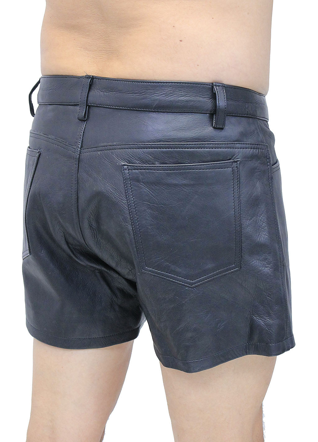 Men's Ultra Premium Leather Button Fly Shorts #SHM1073BTK (30-34)