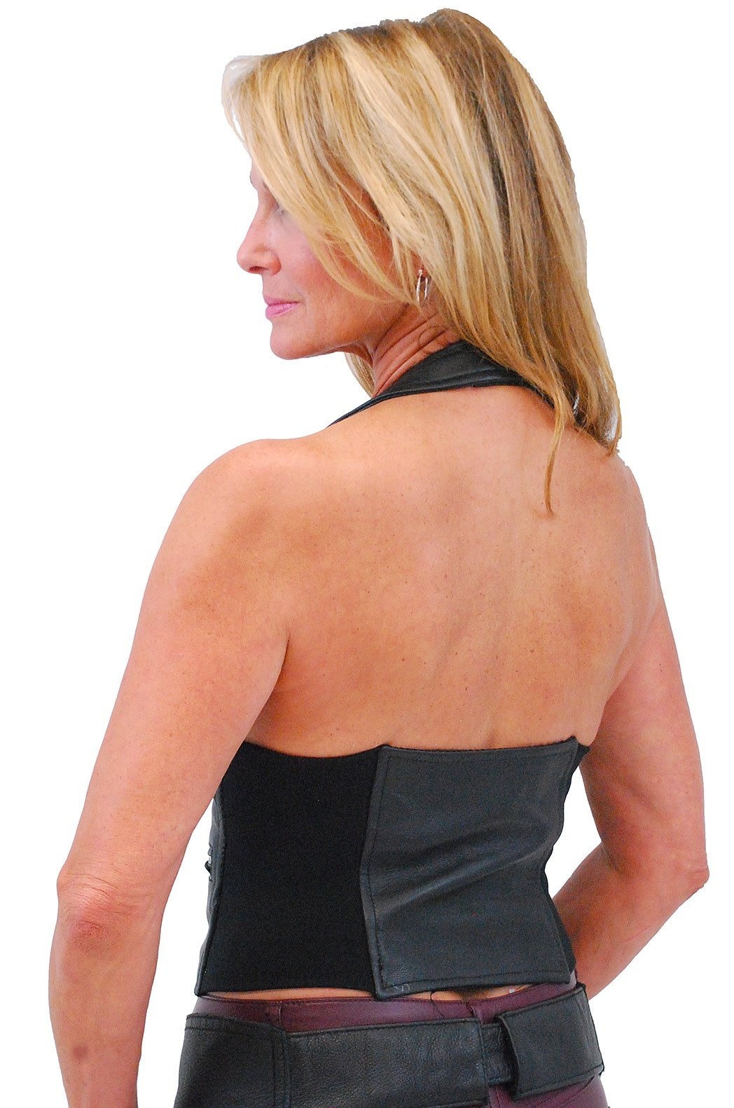 Zipper Braid Leather Halter Vest #LH523BZ (L-XL)