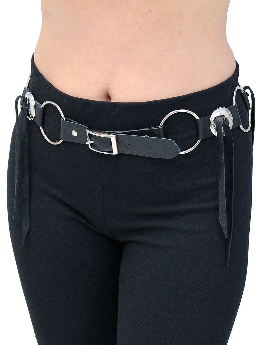 Rings and Conchos Leather Belt #BT2209RRC ()