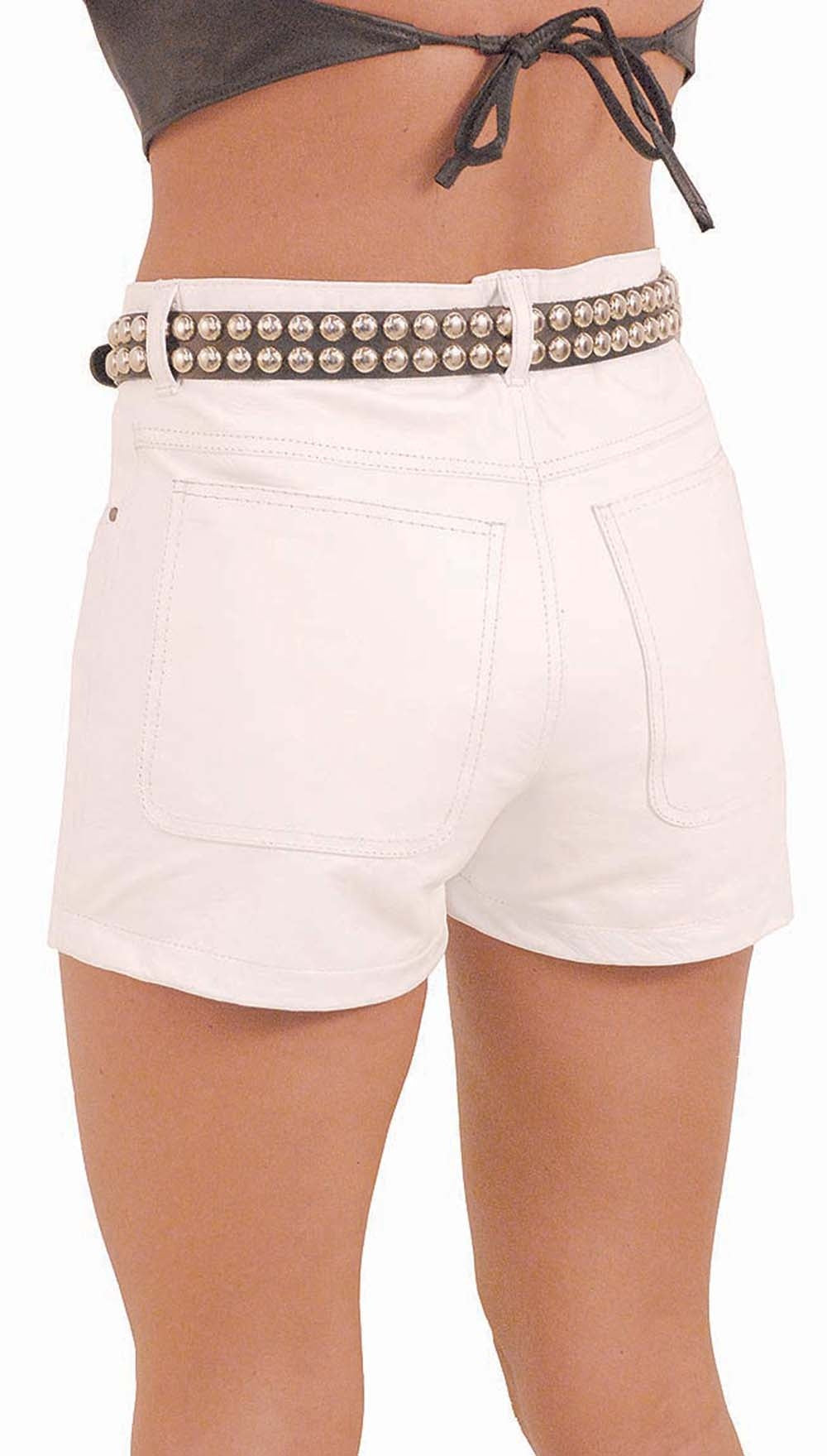 White Leather Pocket Shorts #SH31108W (S-L)
