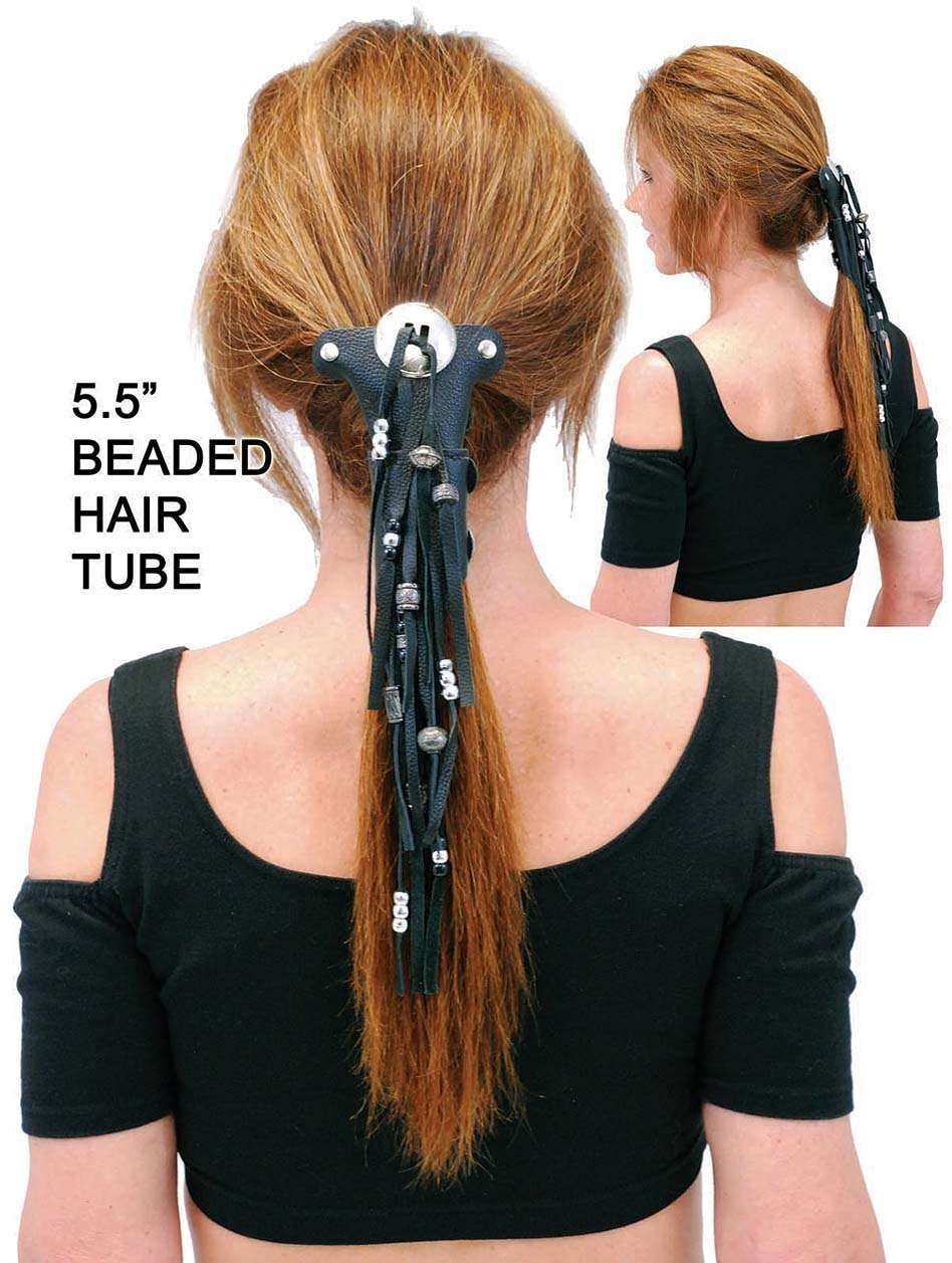 5.5" Short Silver Beaded Hair Tube #AHW65FBS