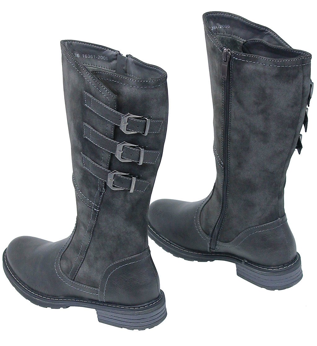 Dercetis Vintage Gray Triple Buckle Zip Boot #BLC-DERC-G ()