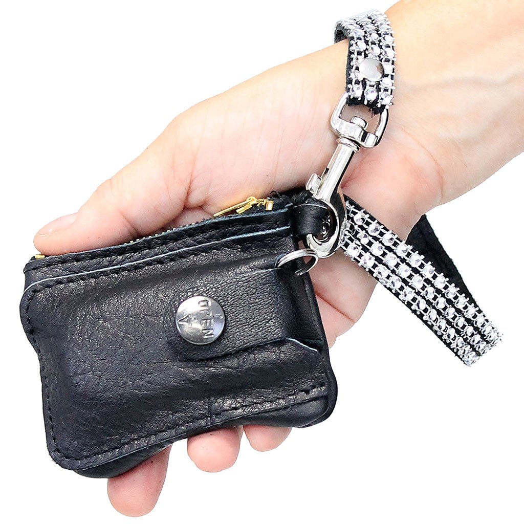 Leather Key Fob Case w/Crystal Wrist Strap #AC22063XZC ()