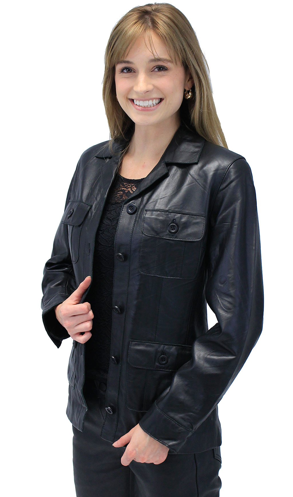Button-Up Genuine Lambskin 4 Pocket Jacket #L718024K (S-2X)