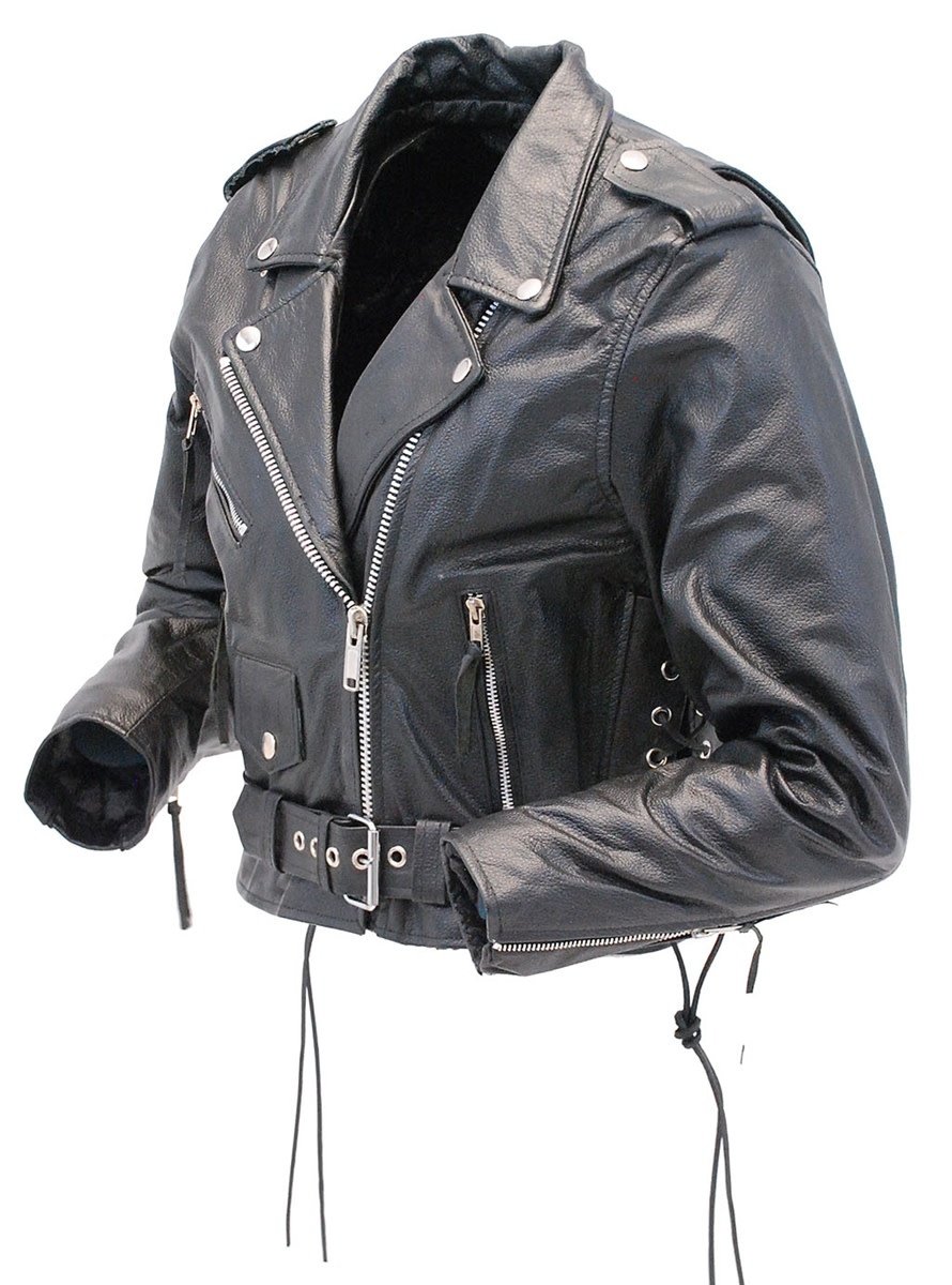 Leather Motorcycle Jacket w/Zip Out & Side Lace #L201LK (6-24)