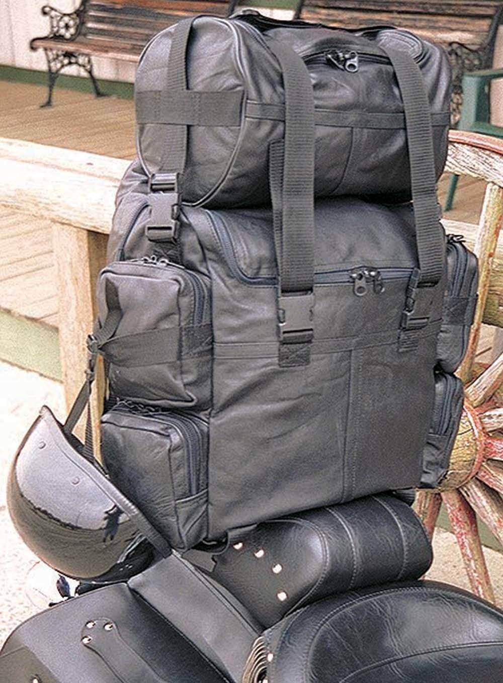 Extra Large Leather Motorcycle Sissy Bar Bag Backpack Travel Pack #SBX306K