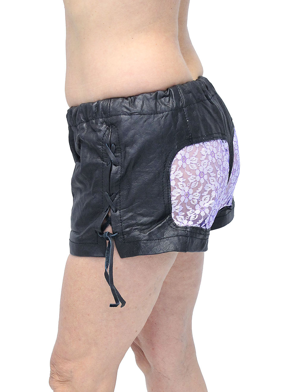 Purple Lace Butt Leather Boxer Shorts #SH0014LSPU (3-11)