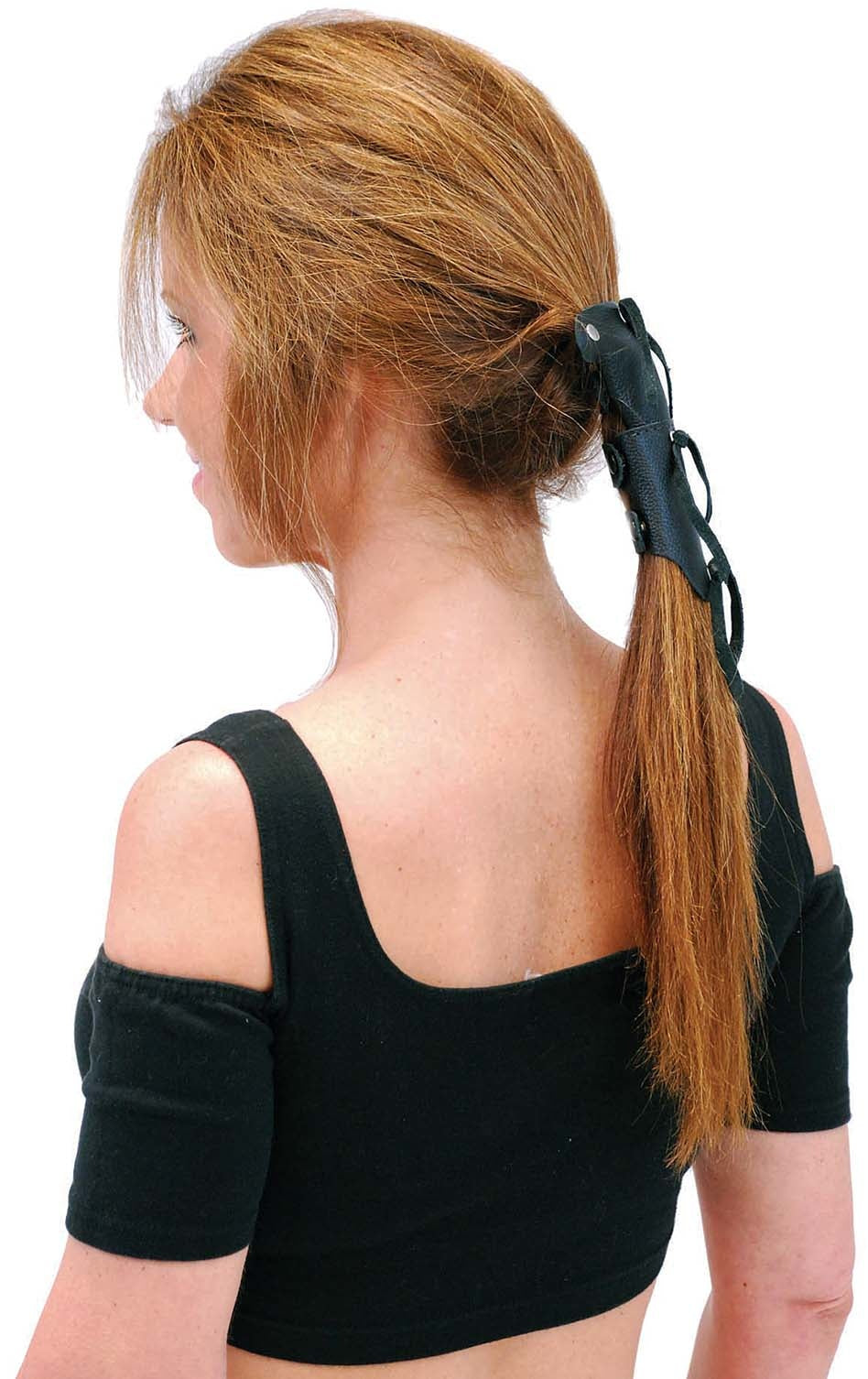 5.5 Inch Black Leather Hair Tube #AHW0091K