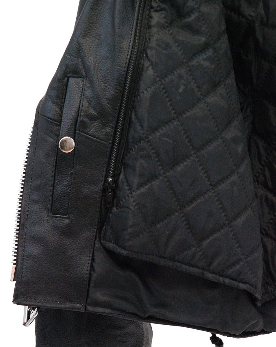 Leather Motorcycle Jacket w/Zip Out & Side Lace #L201LK (6-24)