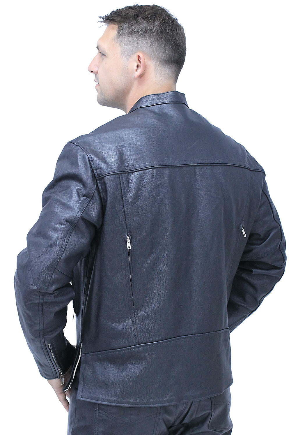 Men's Vented Café Racer Motorcycle Jacket w/Concealed Pocket #M6638VZGK (2X-3X)