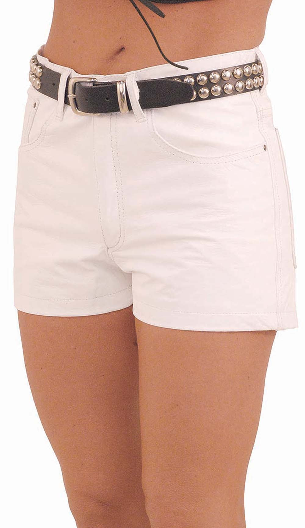 White Leather Pocket Shorts #SH31108W (S-L)