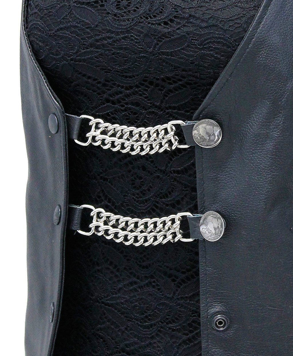 Buffalo Nickel Vest Chains with Leather #VC101N