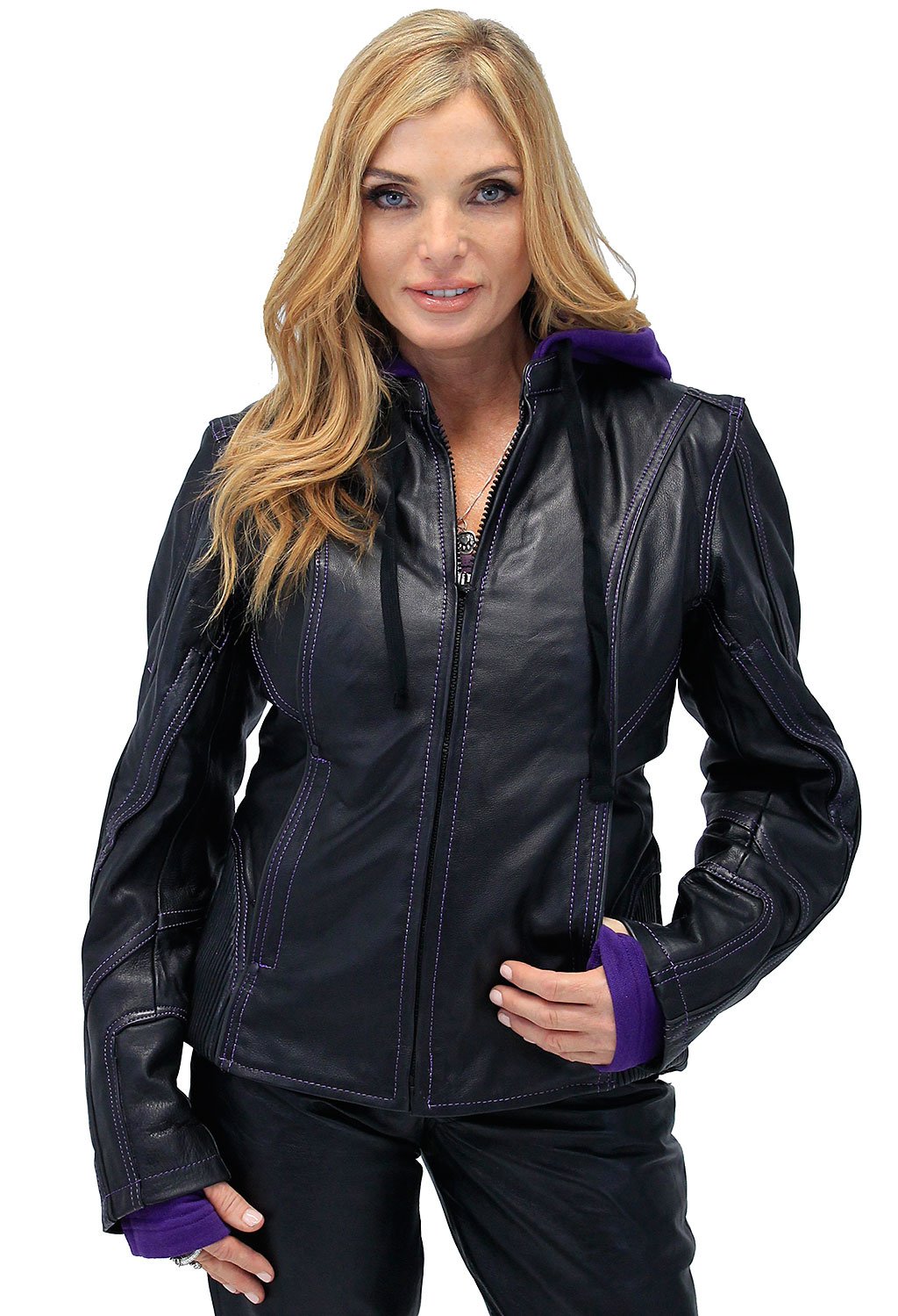 Ultra Premium Purple Stitch Jacket w/Removable Hoodie #L695317HVP (S-M)