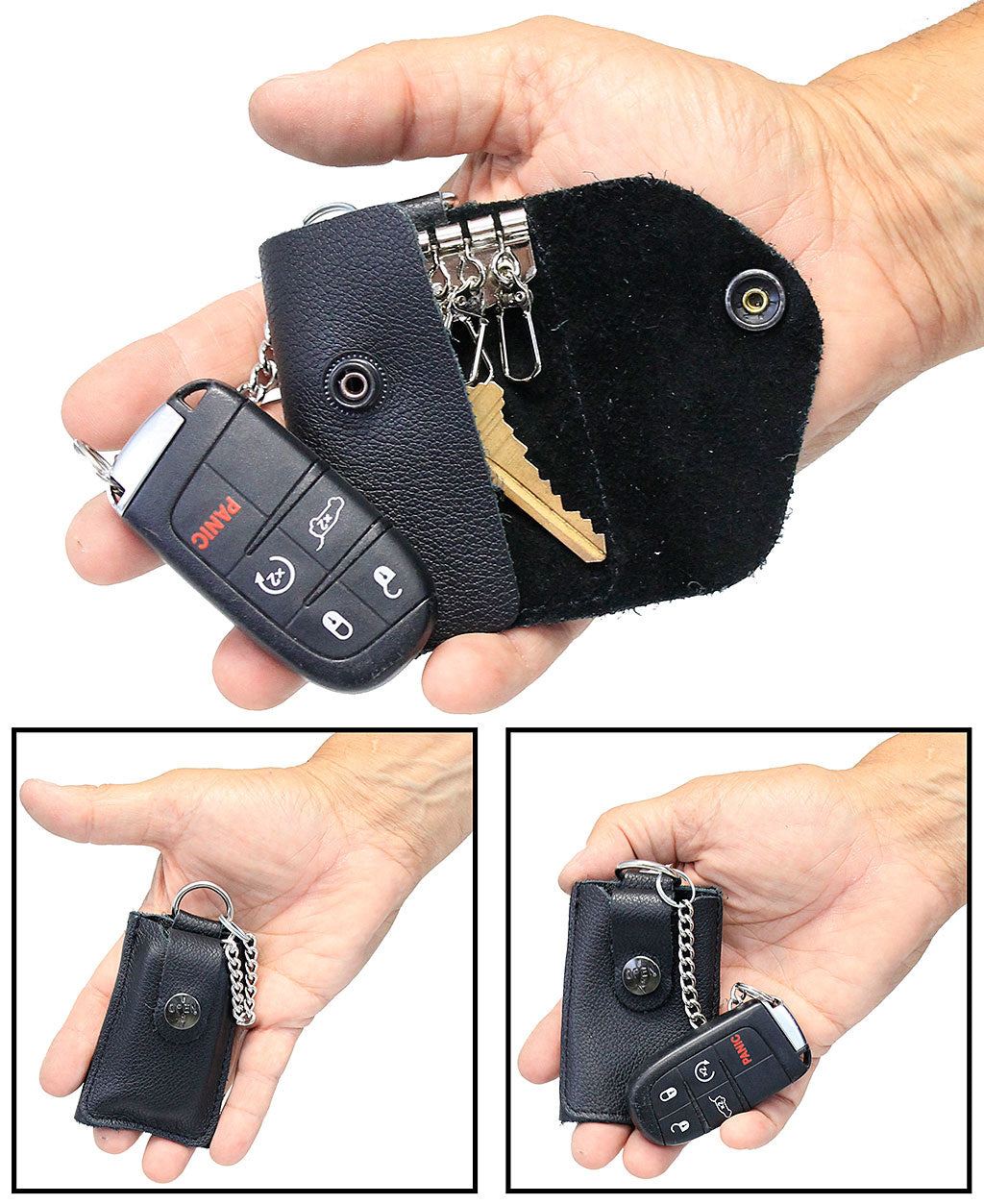 Leather Key Fob Snap Key Case #AC22051DK ()