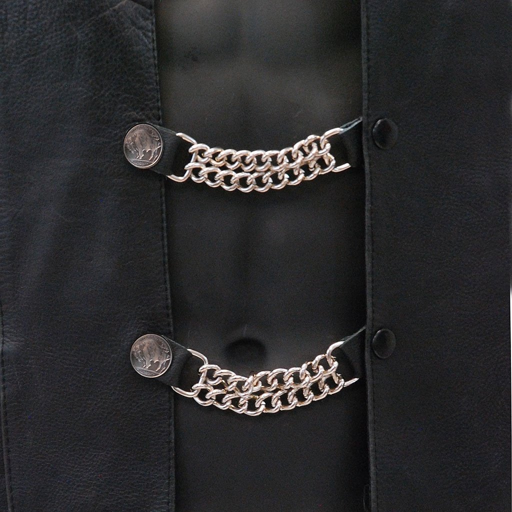 Buffalo Nickel Vest Chains with Leather #VC101N