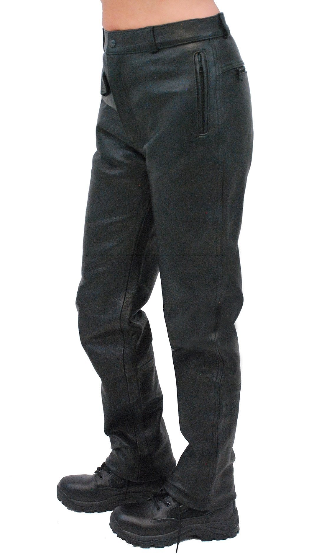 Heavy Women's Genuine Buffalo Leather Motorcycle Pants #LP375K (4-6)