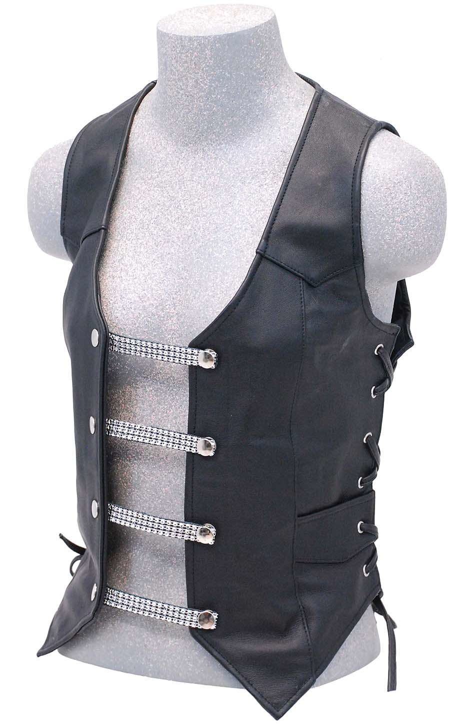 Jamin Leather and Shimmering Chrome 4" Vest Extenders 4pc Set #VC14101LCK
