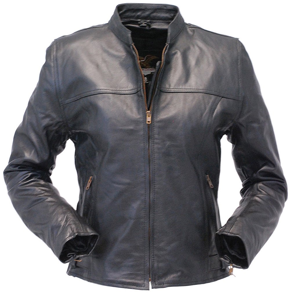 Classic Leather Cafe Racing Jacket for Women #L6557ZK (S-L)