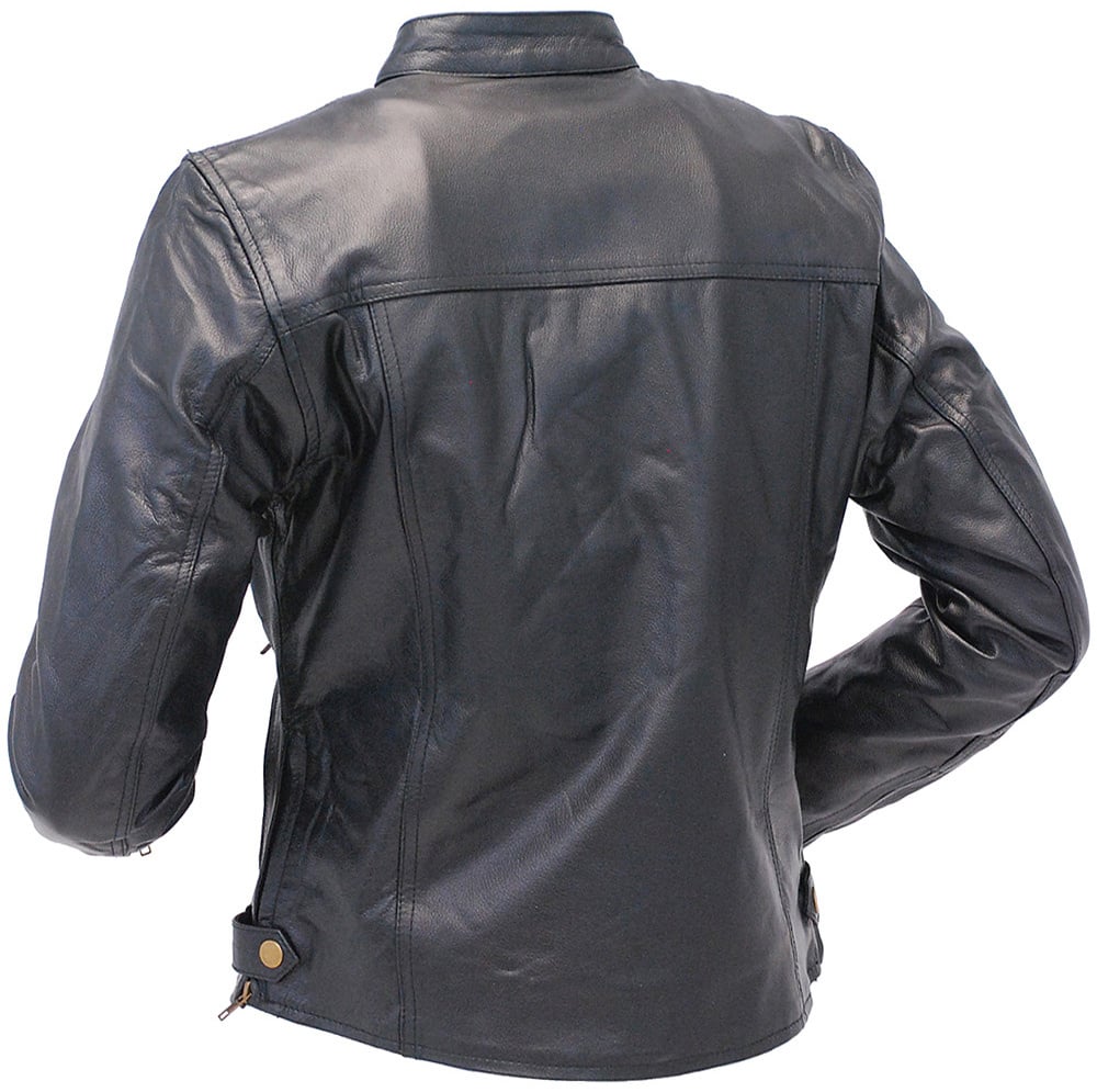 Classic Leather Cafe Racing Jacket for Women #L6557ZK (S-L)
